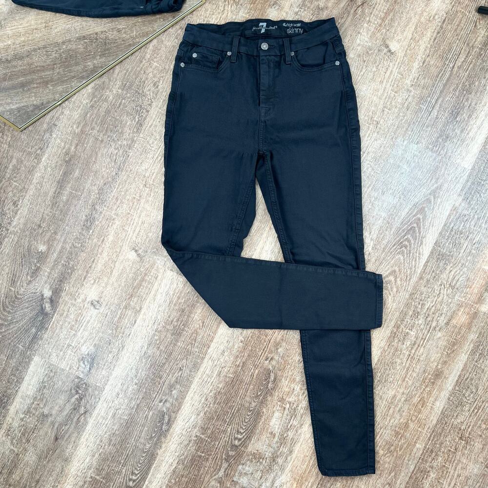 7 for all mankind black high rise skinny jeans